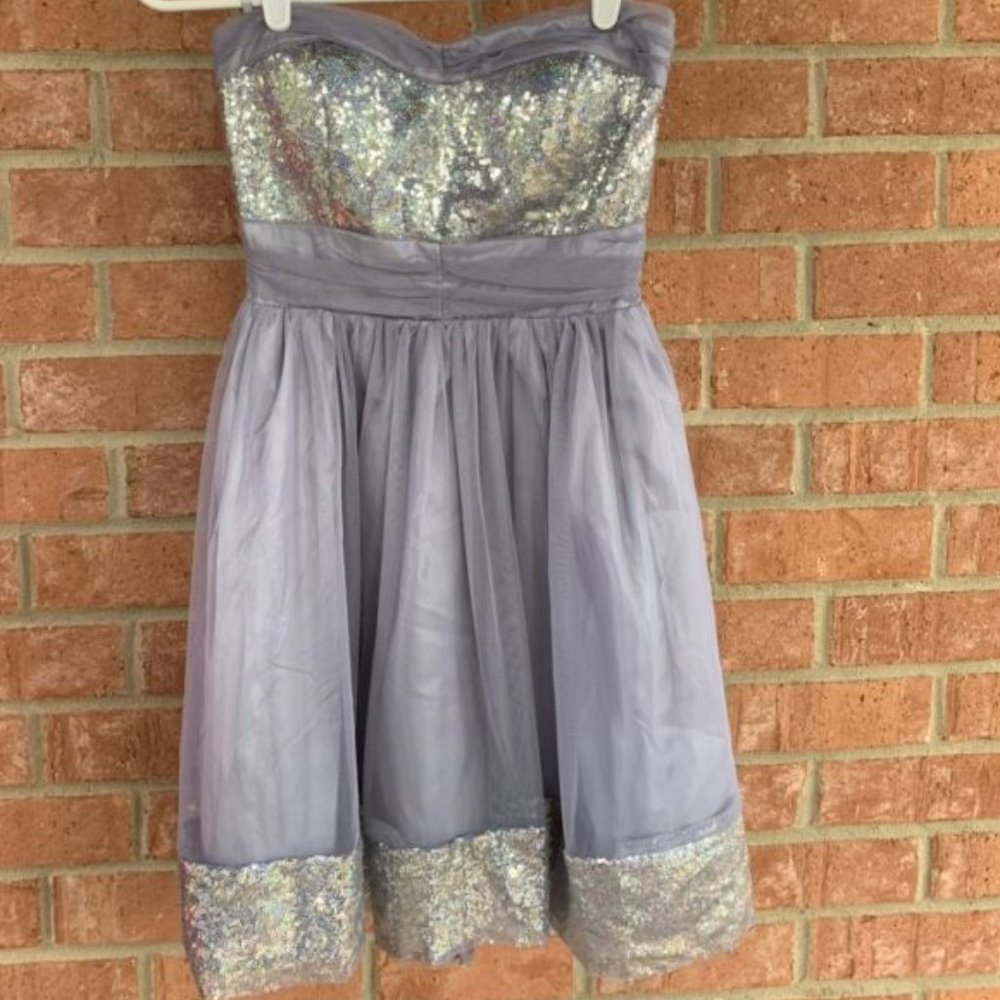 Delias Silver Sequins Strapless Dress